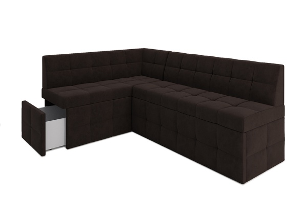 Кухонный угловой диван дельфин Атлантис микровелюр коричневый